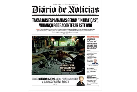 A primeira página do DN desa terça-feira