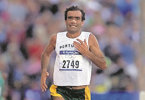 Domingos Castro durante a maratona de Sidney2000.