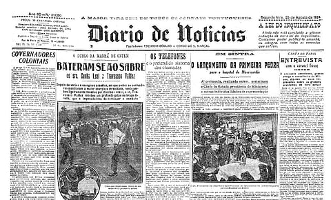 Aconteceu em 1924. Lançamento da primeira pedro do Hospital da Misericórdia em Sintra