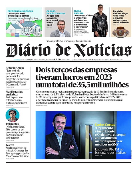 Os lucros das empresas na manchete do DN deste sábado