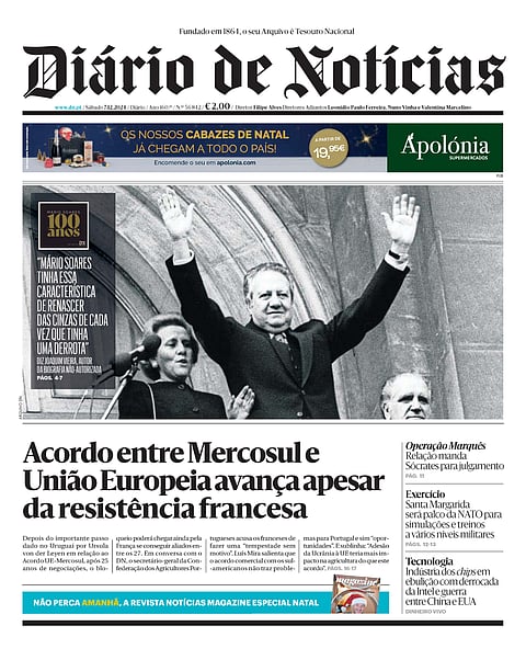 A primeira página do DN deste sábado