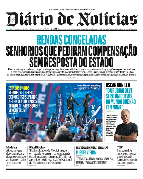 A primeira página do DN desta quinta-feira