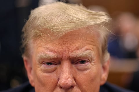 Donald Trump no tribunal criminal de Manhattan, em Nova Iorque, antes da sessão de 21 de maio.