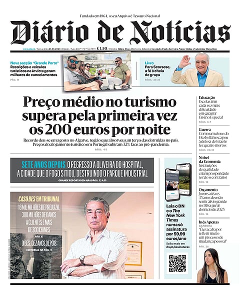 Os preços do turismo na manchete do DN desta terça-feira