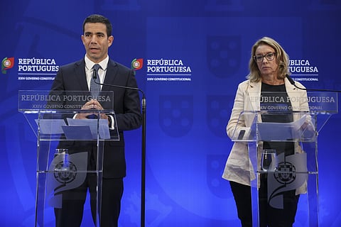 António Leitão Amaro e Maria do Rosário Ramalho depois do Conselho de Ministros.