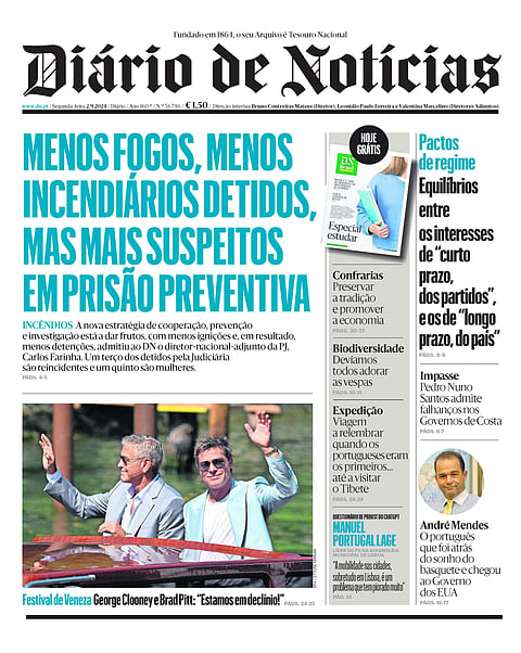 A primeira página do DN desta segunda-feira