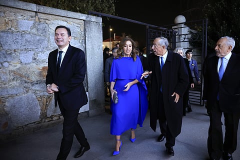 O Presidente da República, Marcelo Rebelo de Sousa, com o primeiro-ministro, Luis Montenegro e Ana Pinho na reunião do Conselho de Fundadores da Fundação de Serralves