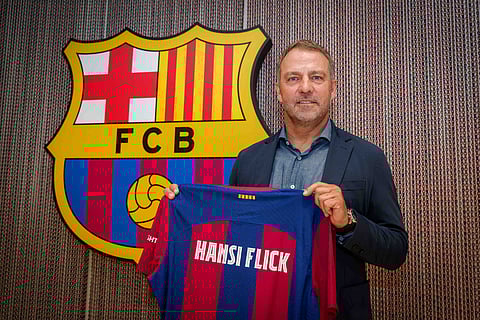 Hansi Flick foi apresentado como treinador do Barcelona.