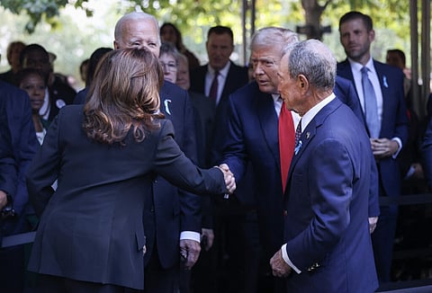 Kamala e Trump dão aperto de mão cordial na homenagem às vítimas do 11 de Setembro
