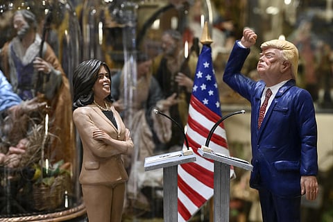 A escolha amanhã é entre Kamala Harris e Donald Trump.