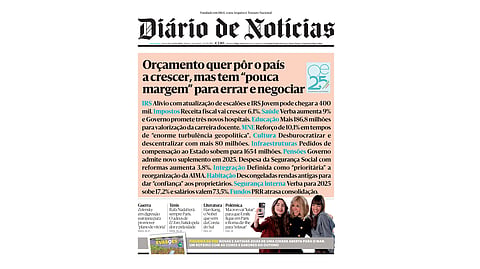 Os títulos da primeira página do DN desta sexta-feira