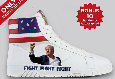 Empresa de Trump vende sapatilhas com imagem icónica após ataque. Custam 299 dólares