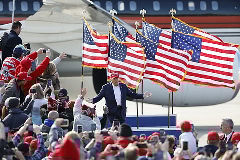 Donald Trump em comício no Ohio.