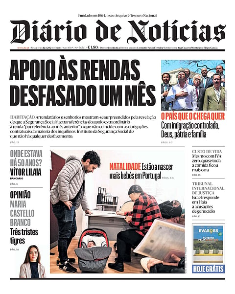 A primeira página do DN desta sexta-feira
