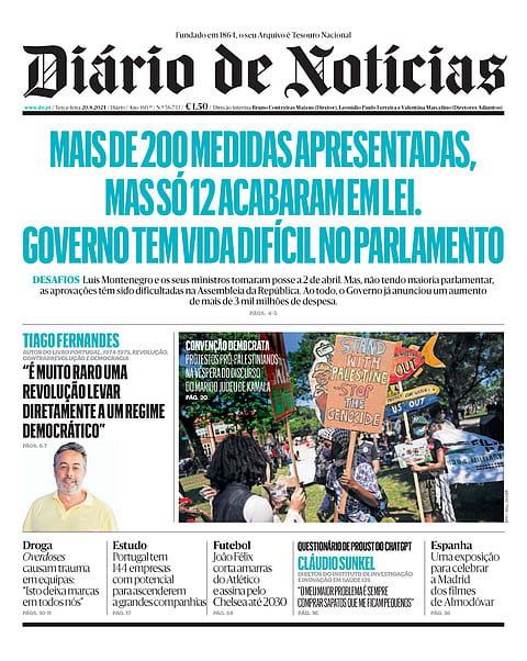 A primeira página do DN desta terça-feira