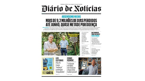 A primeira página do DN desta segunda-feira