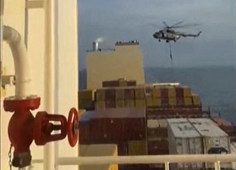 Navio MSC Aries apresado pelo Irão. FOTO: AFP