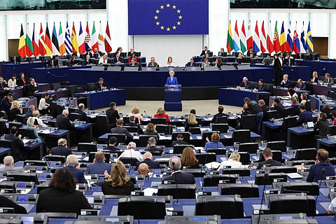 Ursula Von der Leyen no Parlamento Europeu, em Estrasburgo
