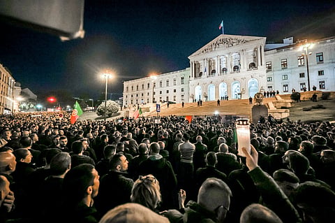 Protesto dos polícias junto à Assembleia da República