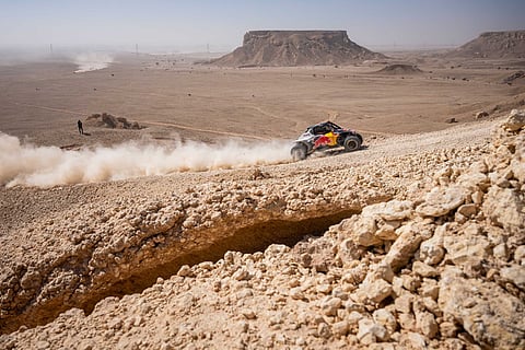 Corbin Levearton (USA) and Taye Perry (DEU) of Red Bull Off-Road Junior Team race during stage 09 of Rally Dakar 2025 from Riyad to Haradh, Saudi Arabia on January 14, 2025 // Marcelo Maragni / Red Bull Content Pool // SI202501140340 // Usage for editorial use only //
