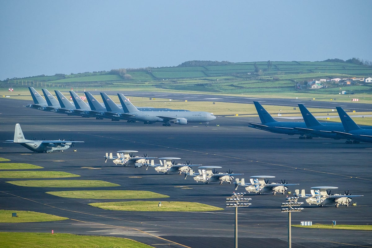 The novelty at Lajes is the presence of electronic warfare aircraft