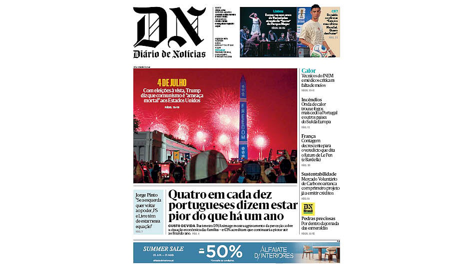Leia aqui o DN desta segunda-feira, 6 de julho