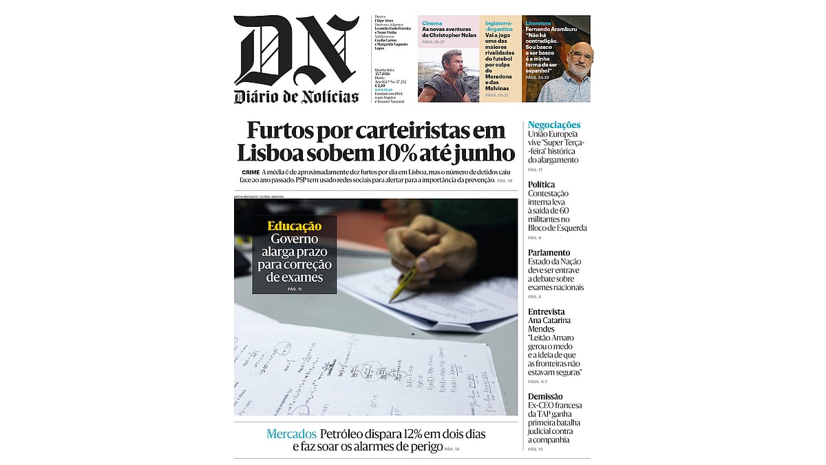 Leia aqui o DN desta quarta-feira, 15 de julho