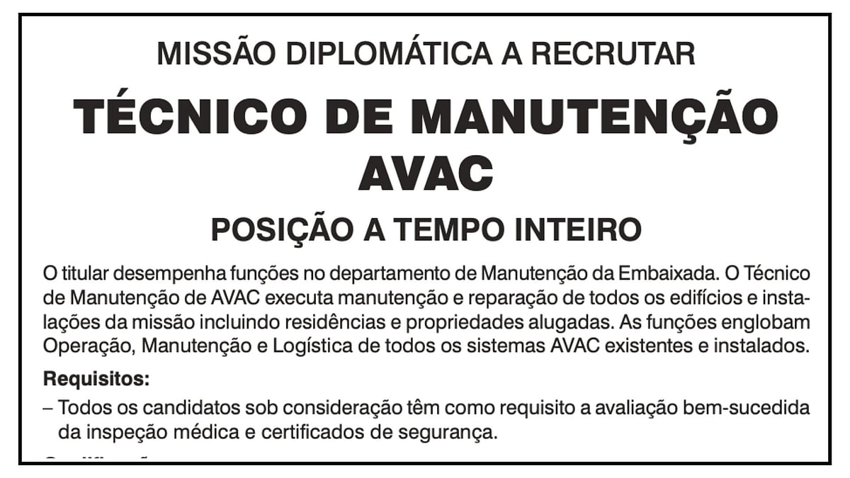 Missão Diplomática a Recrutar