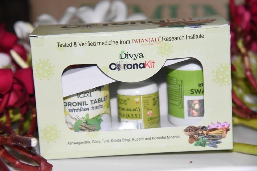 पतंजलि द्वारा तैयार की गई कोरोनो किट। फोटो: Twitter @pyptharidwar
