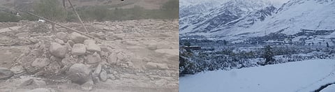 12 अगस्त को कारगिल की सुरु घाटी में पहले बाढ़ आई और 26 अगस्त को यहीं बर्फबारी हो गई। फोटो: आदित्य मिश्रा