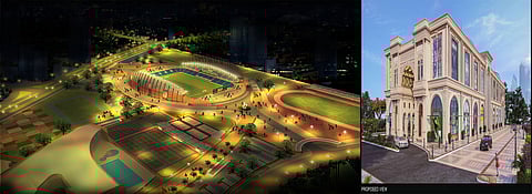 द्वारका स्थित इंटीग्रेटेड मल्टी-स्पोर्ट्स एरिना परियोजना, फोटो द्वारा ओमेक्स डॉट कॉम