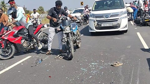 The scene at one of the accident sites at Pallagoundampalayam in Tirupur on Thursday