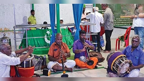 Hindu religious nadaswaram performance at the dargah atop Tiruparankundram hill in Madurai