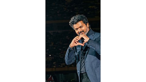 Thalapathy Vijay at the jana nayagan audio launch in Malaysia.