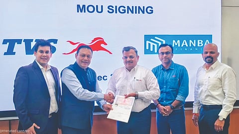 TVS Motor and Manba officials at the signing of an (MOU) 