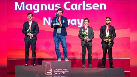 Arjun Erigaisi after winning bronze at the FIDE World Blitz Championship