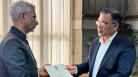 External Affairs Minister S Jaishankar with Bangladesh High Commissioner to India Riaz Hamidullah during his visit for the funeral of former prime minister Khaleda Zia, in Bangladesh
