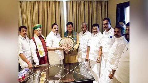 BJP's election in-charge for Tamil Nadu Piyush Goyal with AIADMK's Edpappadi Palaniswami during his recent visit