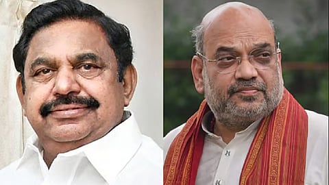 (L-R) Edappadi K Palaniswami, Amit Shah