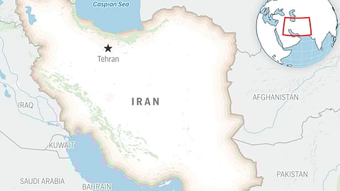 This is a locator map for Iran with its capital, Tehran