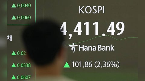 KOSPI index is displayed on a trading screen.