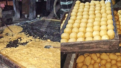 Jaggery being prepared in a manufacturing unit