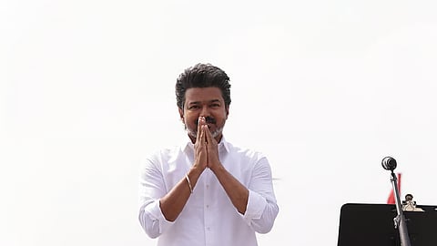 TVK president and actor Vijay in Karur
