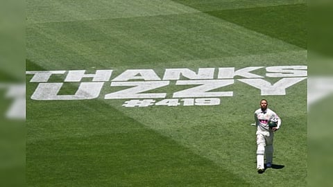 Usman Khawaja walks off the SCG outfield during his farewell Test