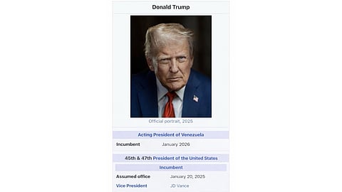 The photo seemed to be of an edited Wikipedia page, where Trump is shown as the 'incumbent Venezuelan president' as of January 2026.
