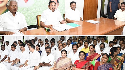 AIADMK general secretary Edappadi Palaniswami addressing ticket aspirants in Chennai on Tuesday
