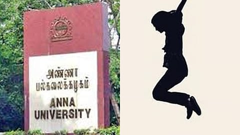 (L) Anna University, (R) Representative Image of jumping from bridge