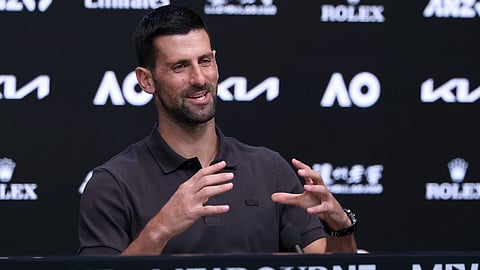 Novak Djokovic speaks to the media ahead of his tournament opener 