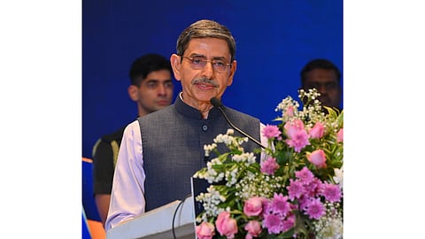 Governor RN Ravi addressing a PanIIT Tech4Bharat Summit 2026 session organised by IIT alumni, at Sholinganallur, in the presence of dignitaries, including maestro Ilaiyaraaja.