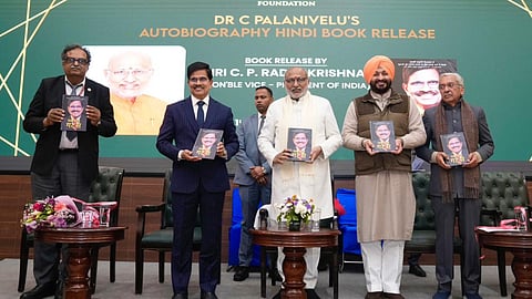 Vice President CP Radhakrishnan released the Hindi edition of noted laparoscopic surgeon Dr C Palanivelu’s autobiography ‘Palanivelu GUTS’, at the Constitution Club of India in New Delhi 